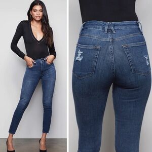 Good American Good Legs Skinny Distressed Jeans Size 8 // 29 Medium Wash